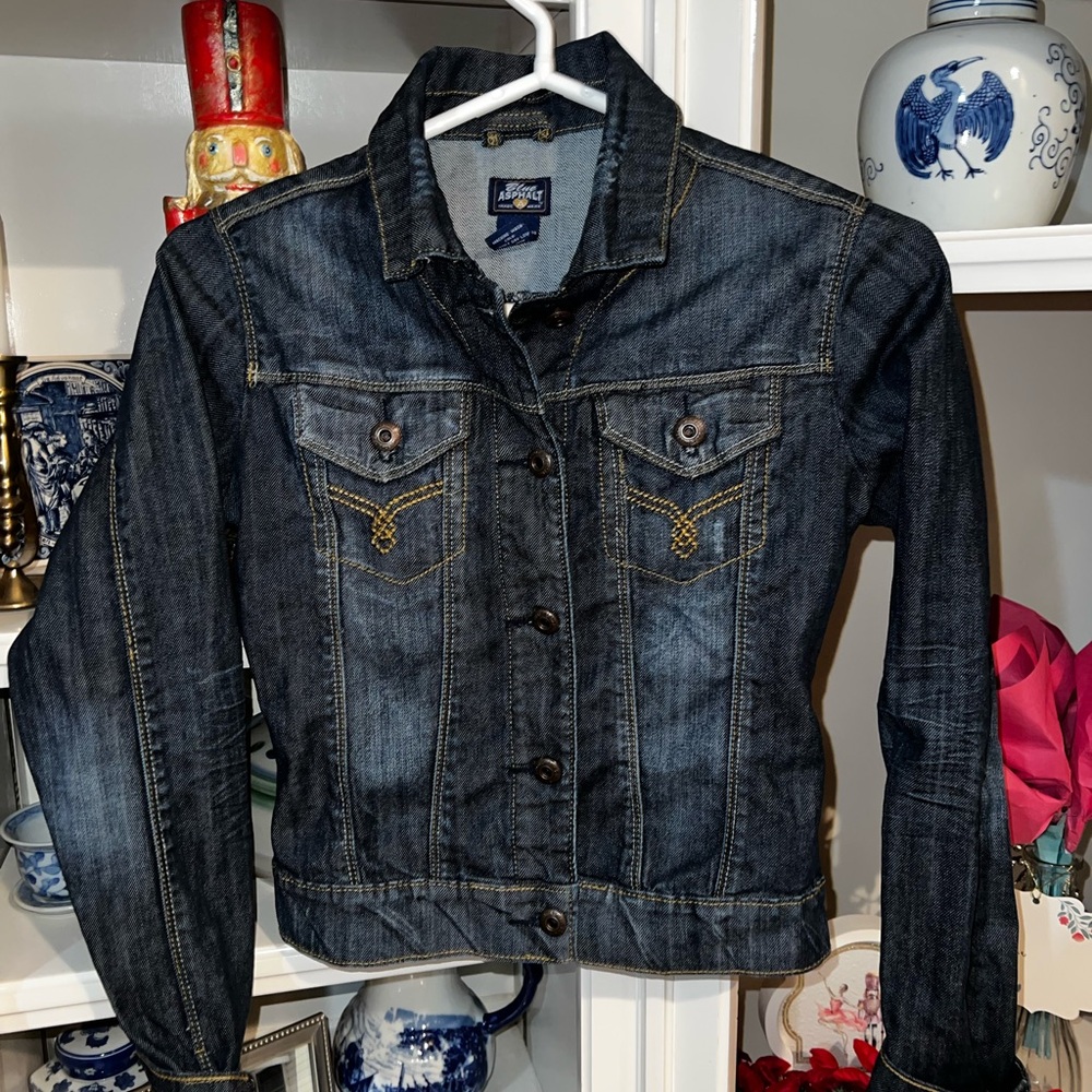 Vintage Blue Asphalt distressed demon jacket- ladies XS